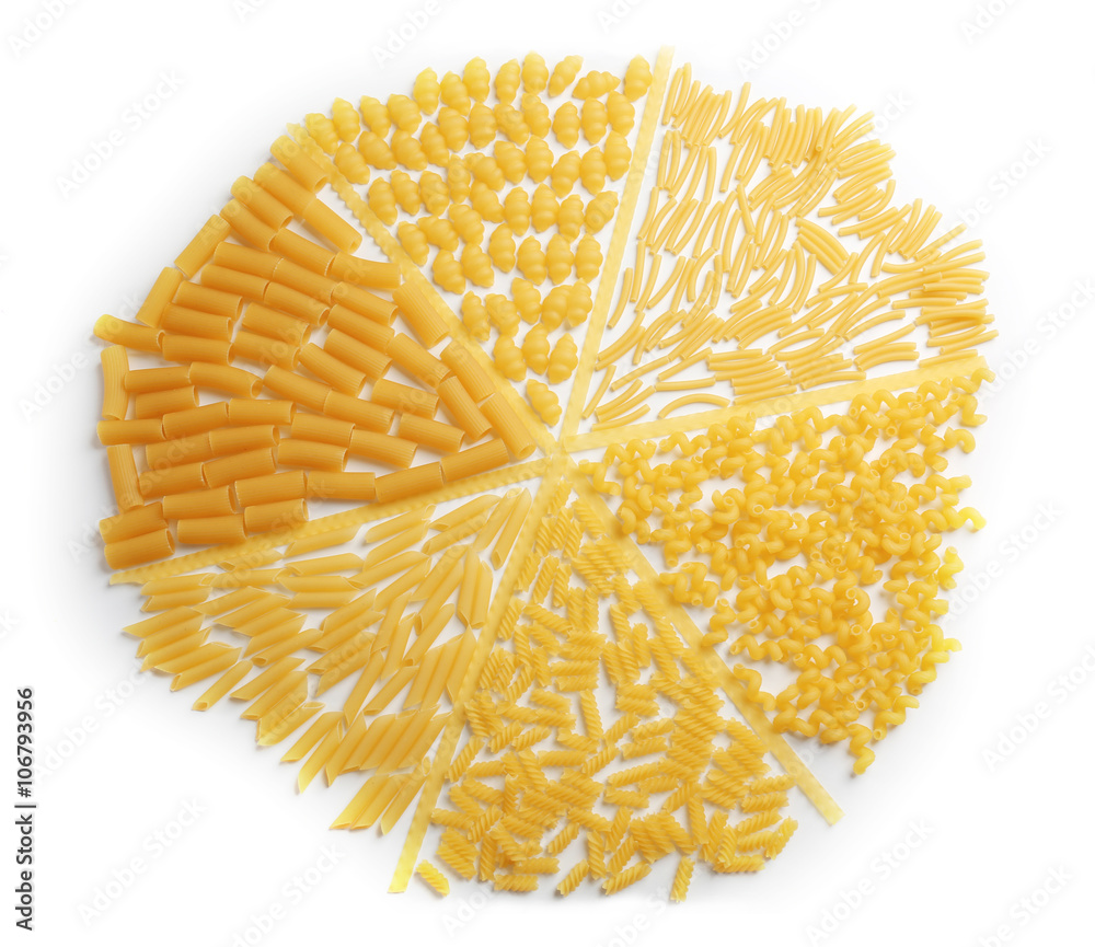 Collection of Italian pasta, top view Collection of Italian pasta, top view