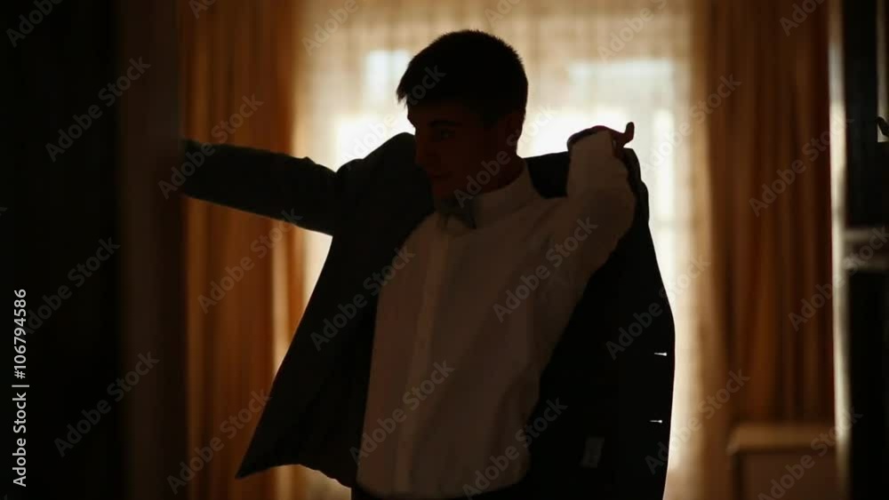 Young Man Wear His Jacket Young Man Wear His Jacket