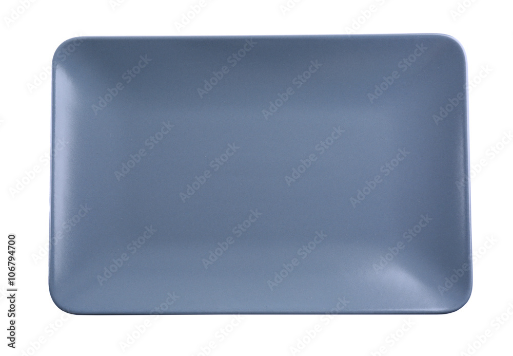 Rectangular grey ceramic dish, isolated on white Rectangular grey ceramic dish, isolated on white