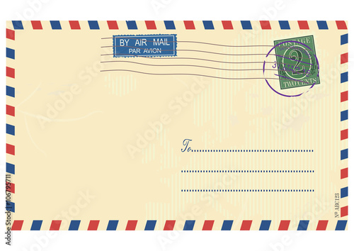 Envelope post air. Vector base for further processing. Without gradients on one layer.