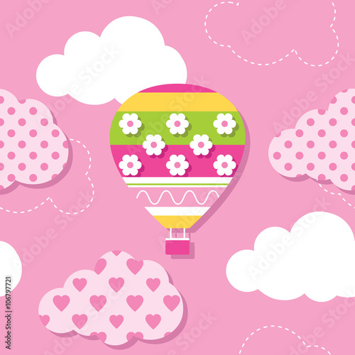 hot air balloon and clouds pattern