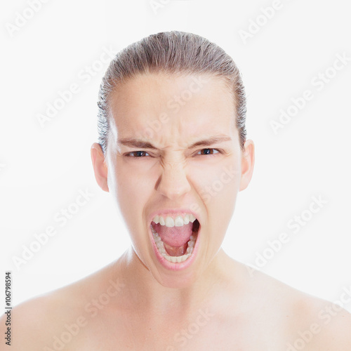 Faccia donna arrabbiata cattiva stress photo