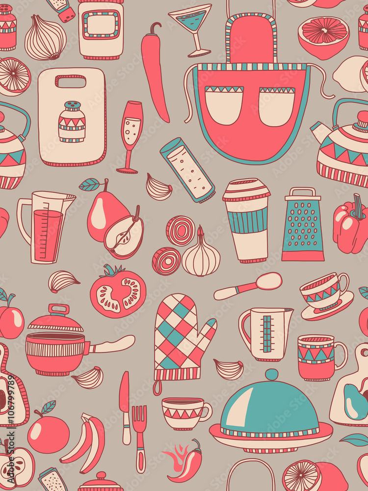 Doodle set of kitchenware items Doodle set of kitchenware items