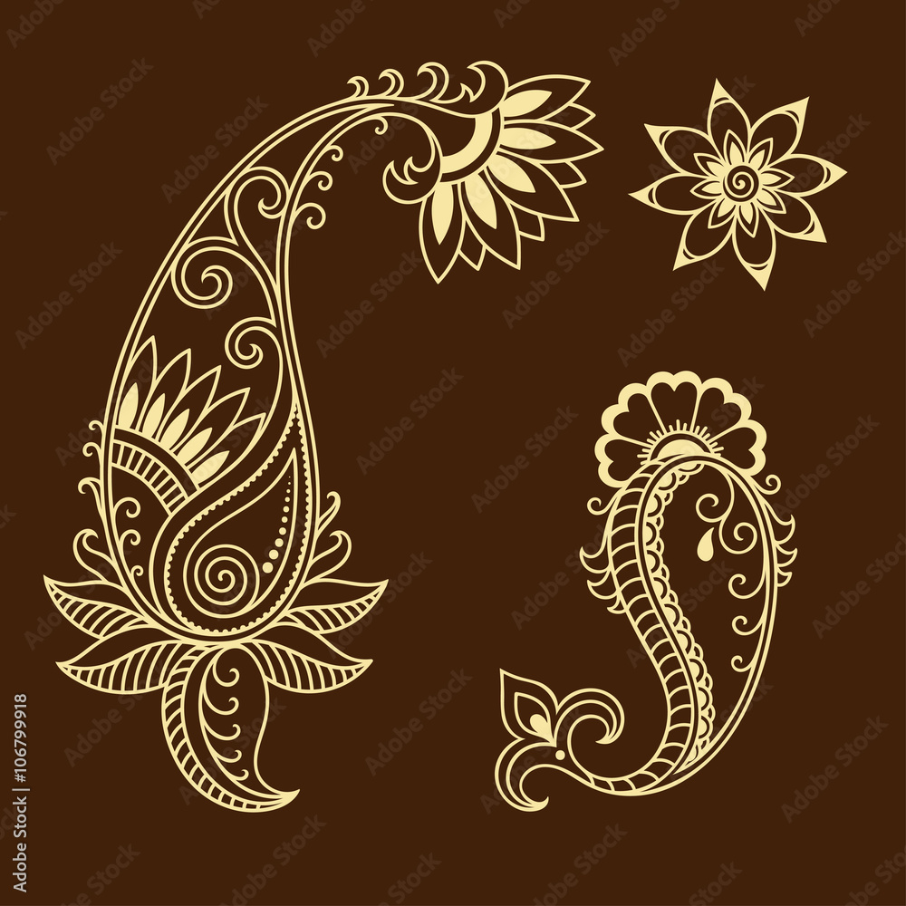 Henna tattoo flower template.Mehndi.
