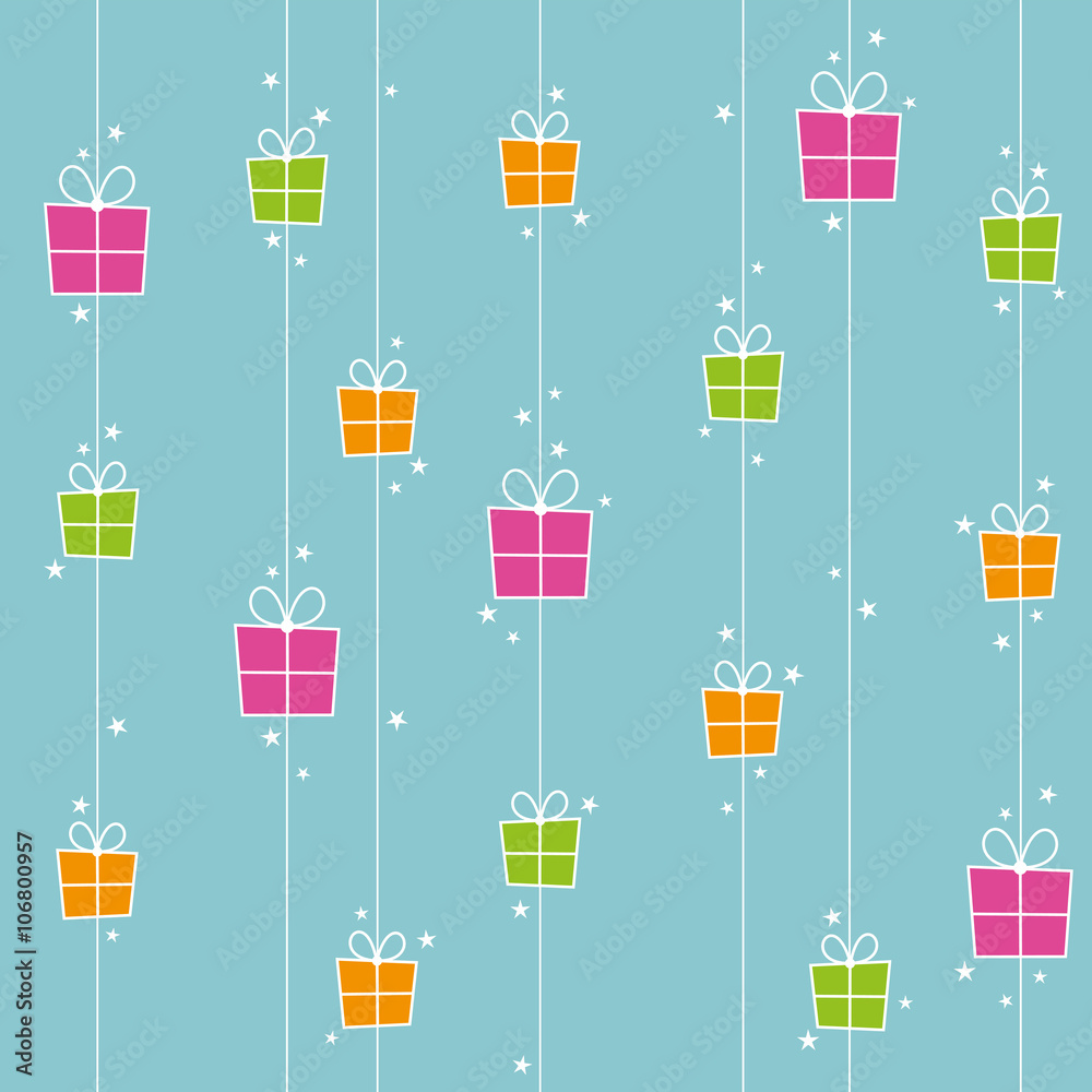 Seamless Background with gift boxes and stars Seamless Background with gift boxes and stars