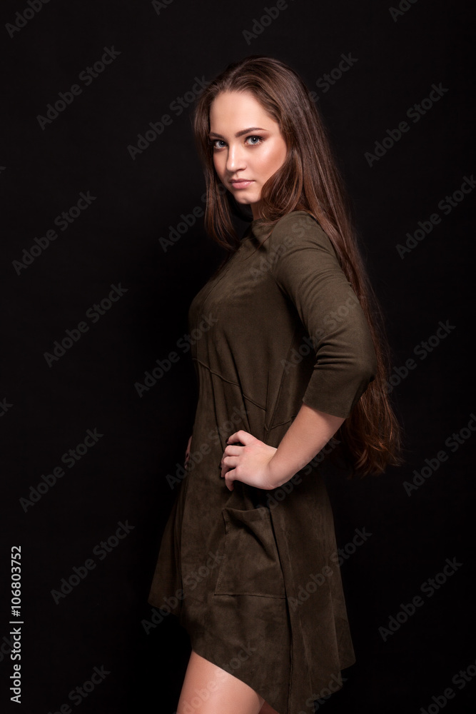 Portrait of a girl on a black background Portrait of a girl on a black background