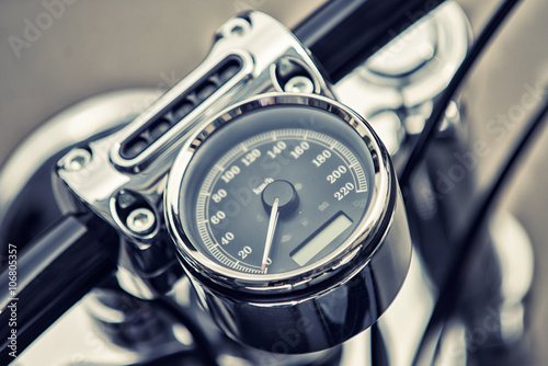 Color detail with the speedometer of a motorcycle. © irontrybex