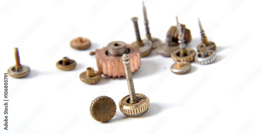 Clock gears on a white background