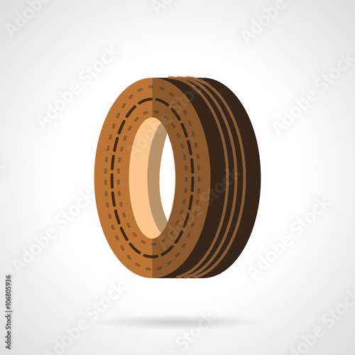 Brown wheel flat color design vector icon