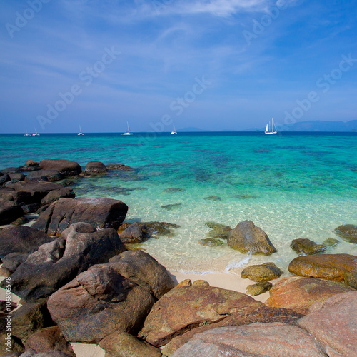 Rocks , sea and blue sky - Lipe island Thailand