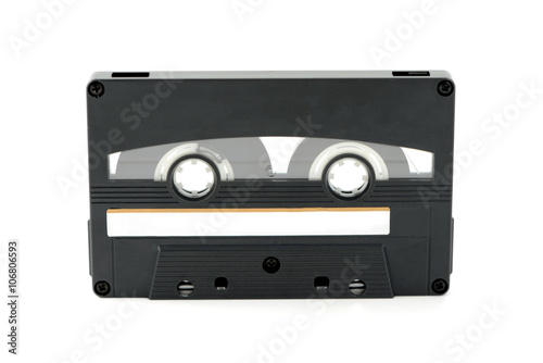 vintage audio cassette on white isolated background