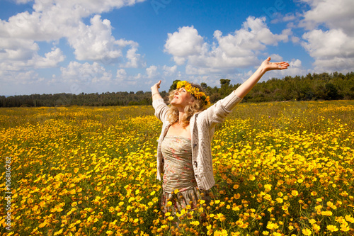 lady in a flower field