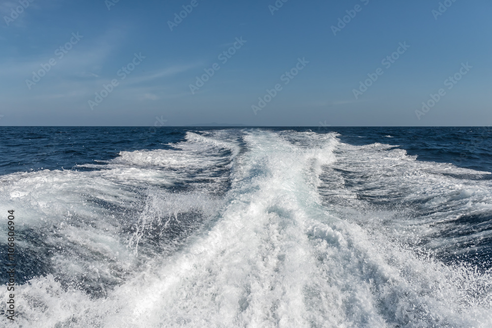 Water surface behind of fast moving motor boat
Water surface behind of fast moving motor boat