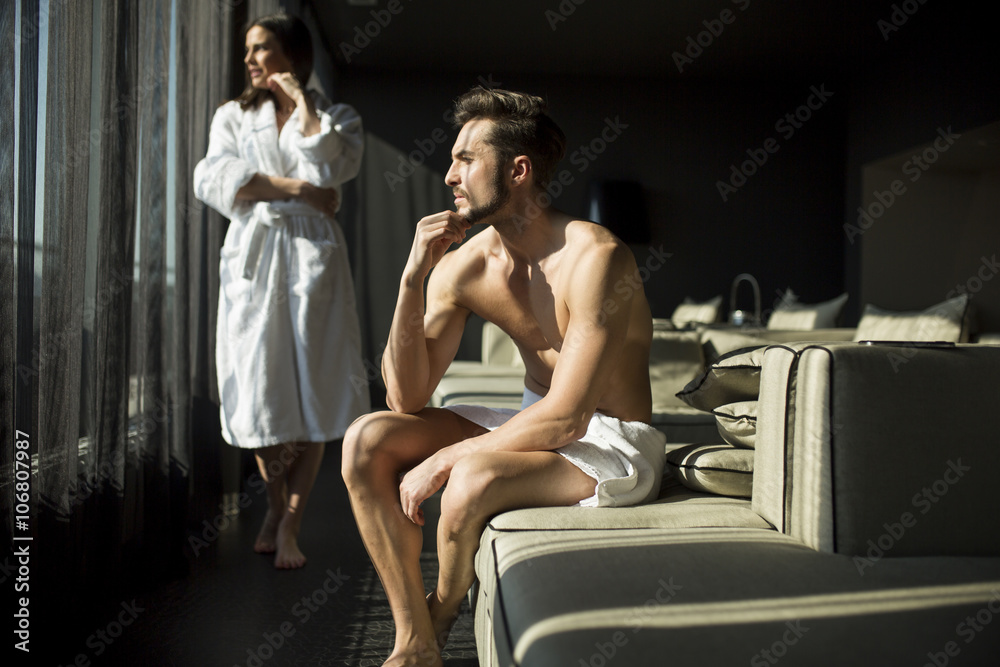 Man with a towel in a room