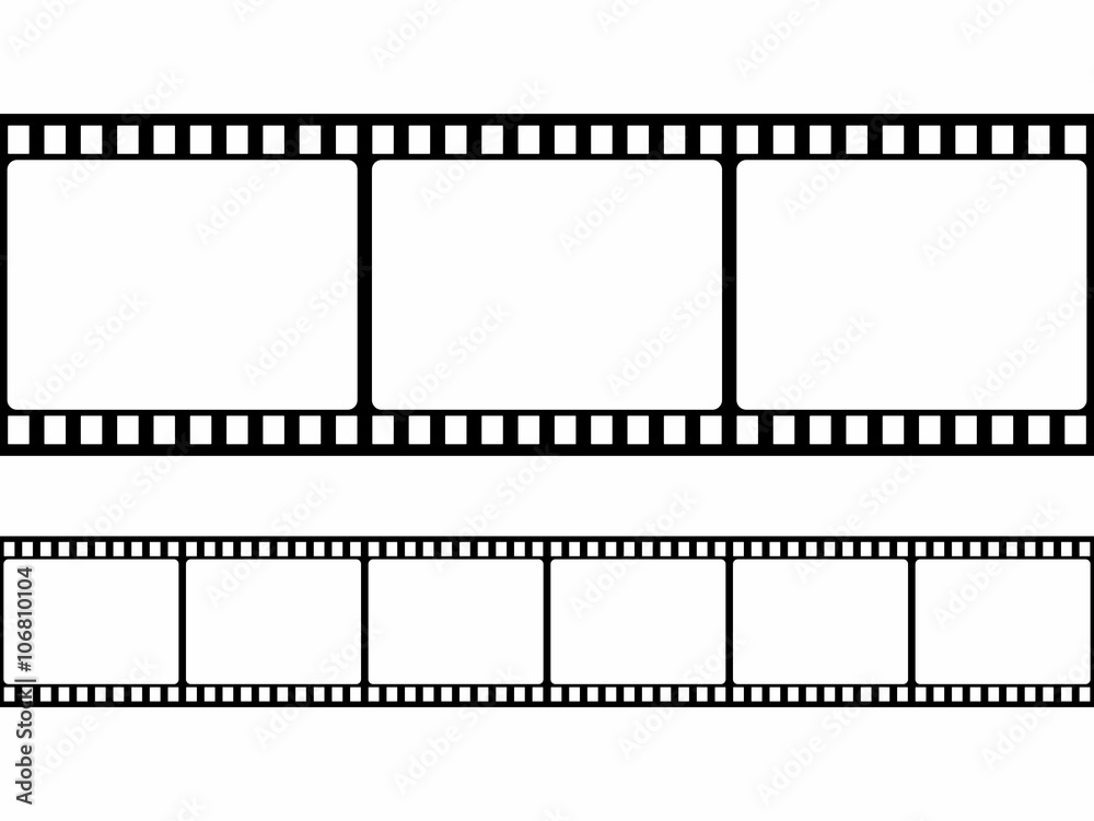 Film strip frame set in flat style isolated on white background. Design element