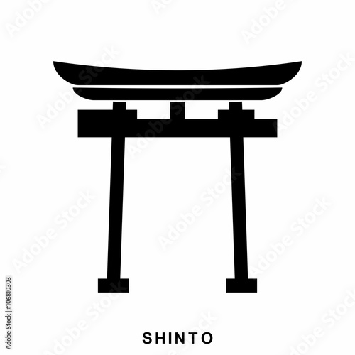 Japan Gate. Shinto - a symbol of Shintoism. Shinto icon in flat style isolated on white