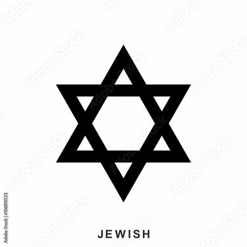 Jewish Star of David icon in flat style isolated on white background. Jewish icon isolated on white