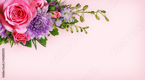 Flowers corner on pink back...