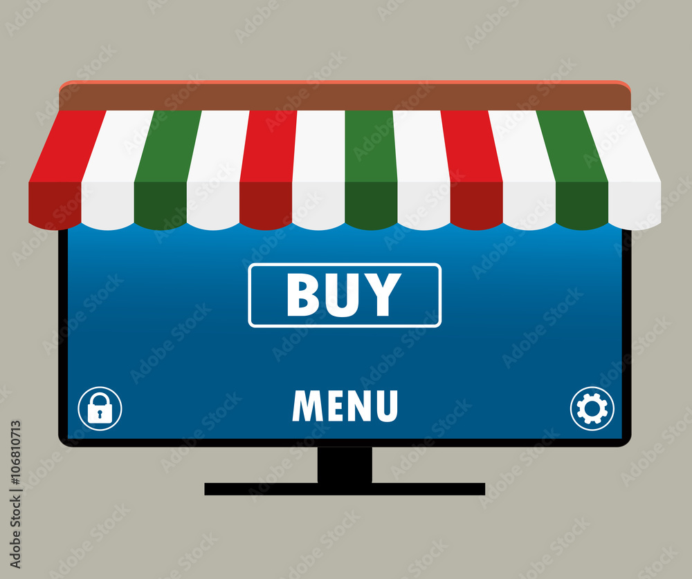 Fototapeta premium Smart TV with different icons, flat design