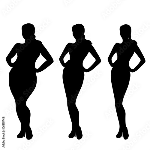 Female weight- stages of weight loss silhouette