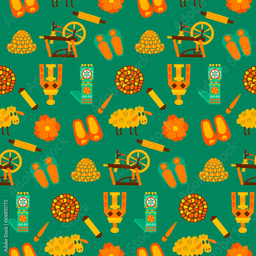 Green wool knit seamless pattern