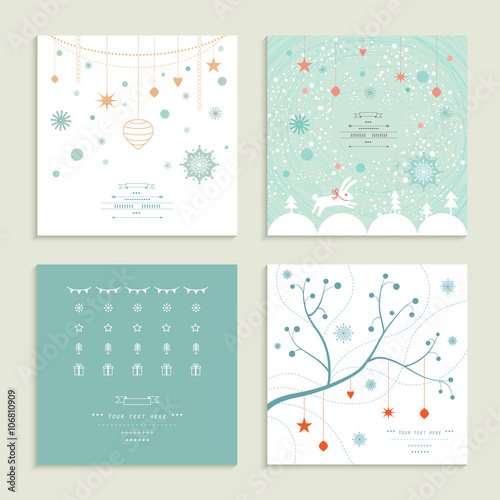 Christmas and New Year's Cards Collection. Winter Holiday Set.