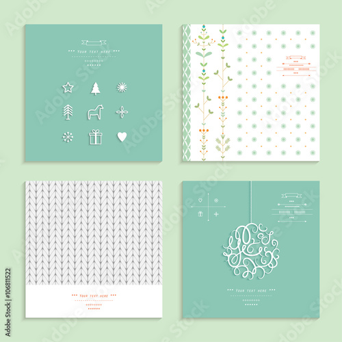 Christmas and New Year's Cards Collection. Winter Holiday Set.
