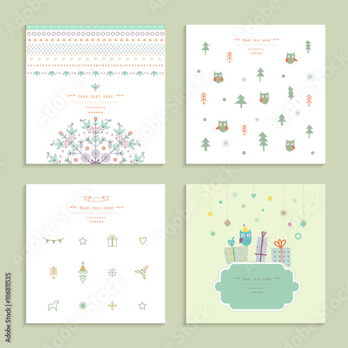 Christmas and New Year's Cards Collection. Winter Holiday Set.