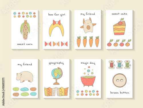Cute hand drawn doodle baby shower cards, brochures