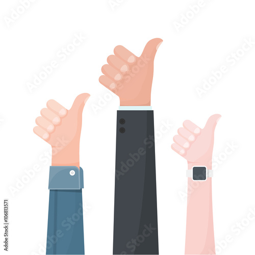 Hands show thumbs up.