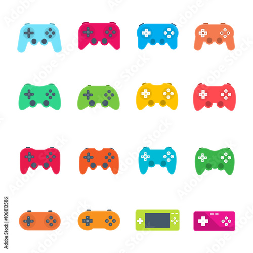 Joystick Icons. flat design.