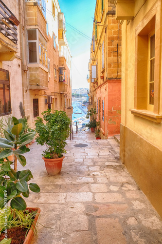 Old street of Valetta - capital of Malta