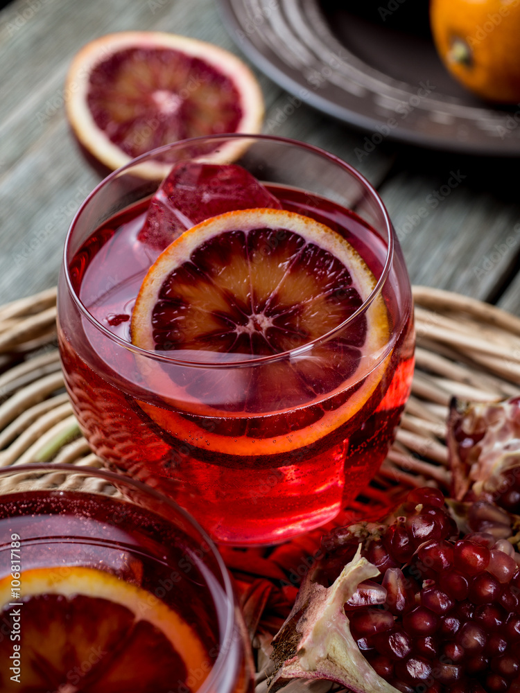 Blood orange and pomegranate cocktails Blood orange and pomegranate cocktails