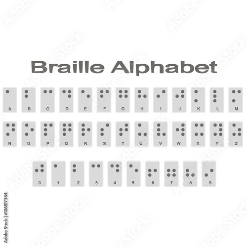 Set of monochrome icons with braille alphabet for your design
