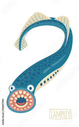 Lamprey, vector cartoon illustration