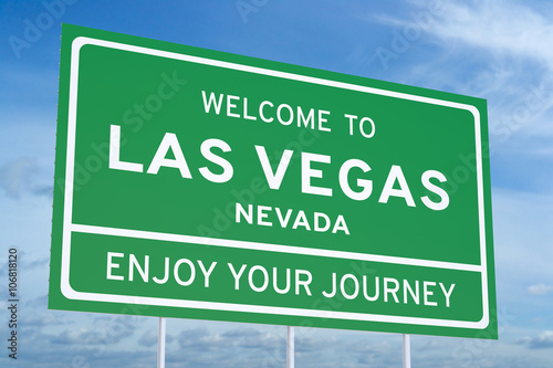 Welcome to Las Vegas road sign, 3D rendering