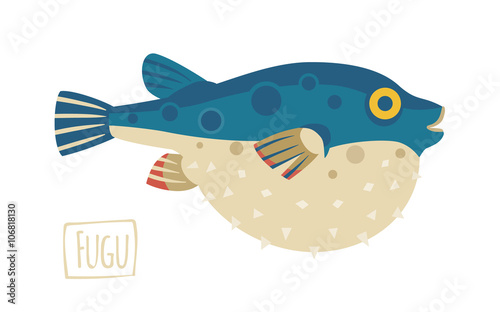 Vector illustration of a Fugu (pufferfish), cartoon style