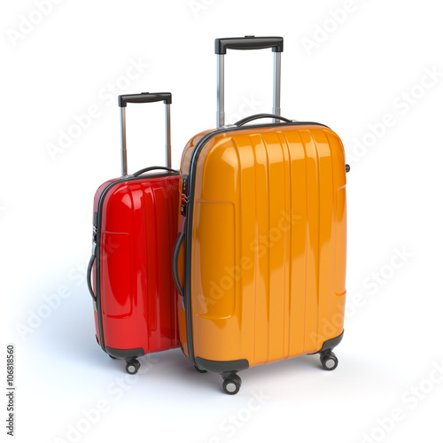Luggage. Two baggage suitcases isolated on white.