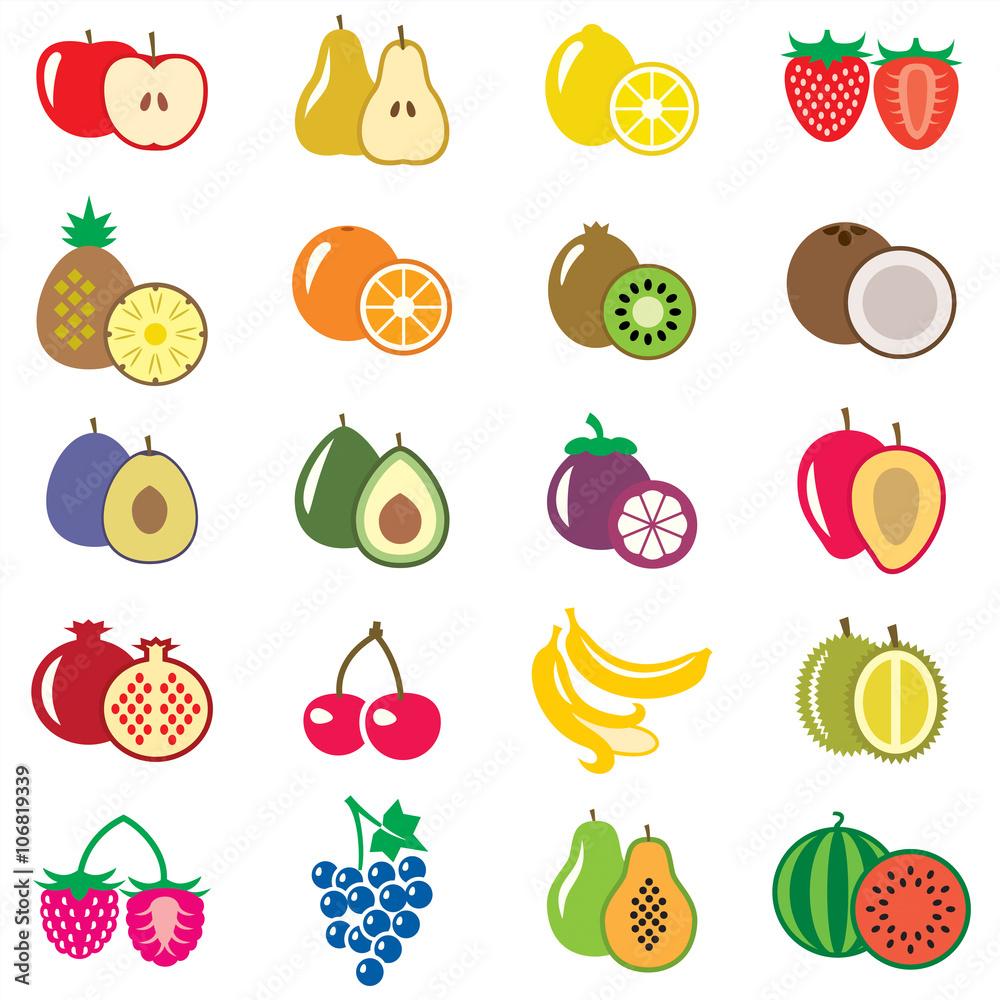 Fruits icons set Fruits icons set
