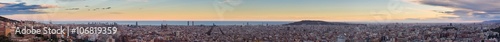 Panorama view of Barcelona from Park Guell in sunny day in winter. High resolution image. Spain