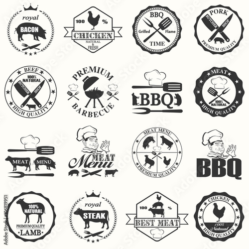 Set of butcher shop labels 
