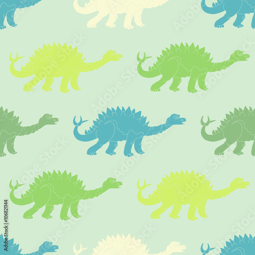 Fototapeta Naklejka Na Ścianę i Meble -  Vector illustration of a seamless repeating pattern of dinosaur