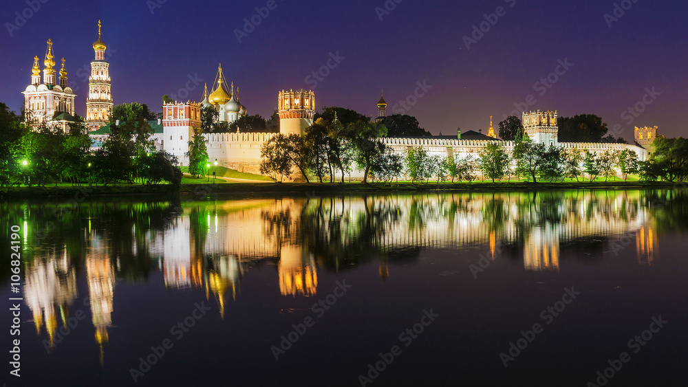 Novodevichy Convent in Moscow night view