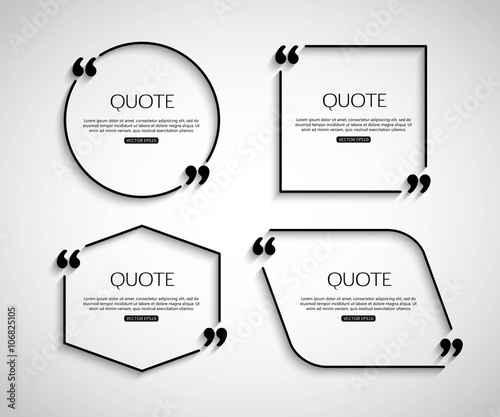 Set Paper Quote template for social networking, business, newspaper, magazine and advertising action. Quote Bubble template. Quote Form. Quote Marks. Quote Blank. Short Quote. Chat Quote