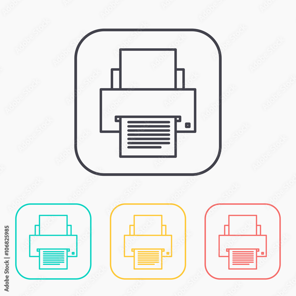 color icon set of printer color icon set of printer