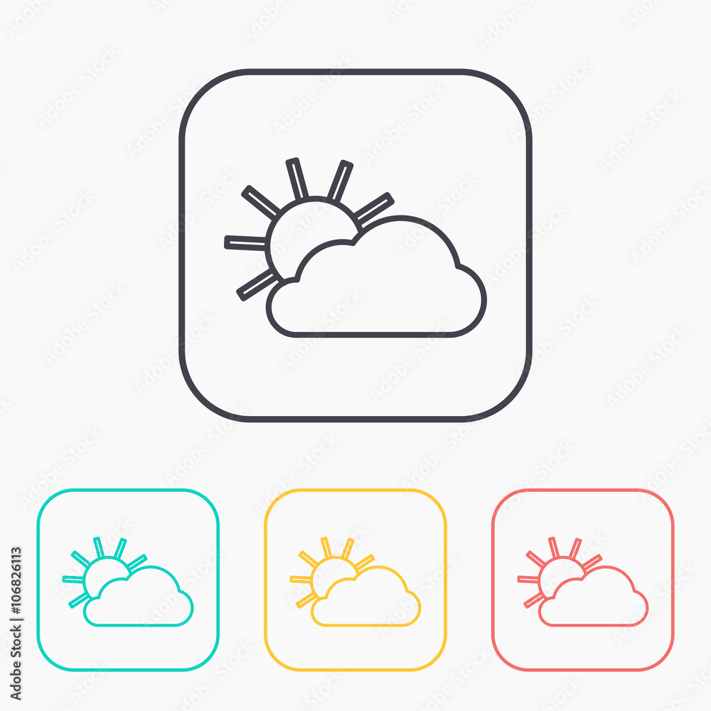 color icon set of sun and cloud color icon set of sun and cloud