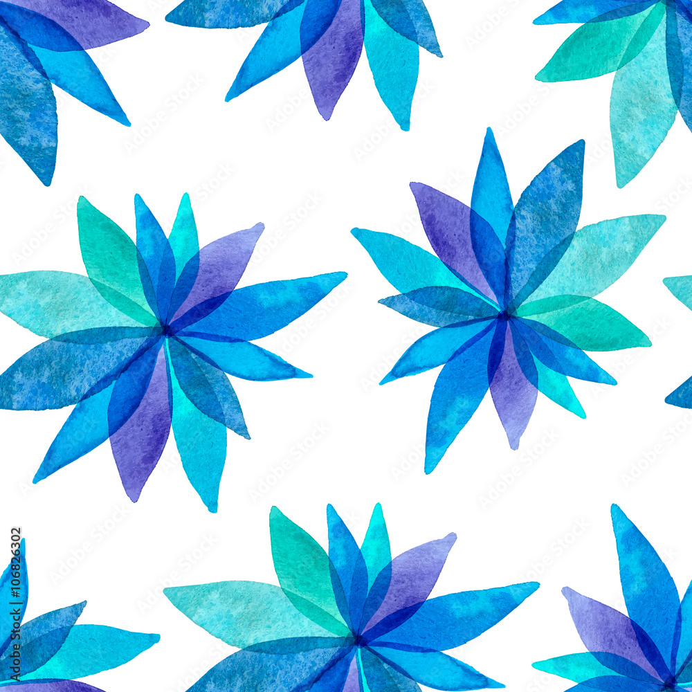 Fototapeta premium Spring blue watercolor seamless background