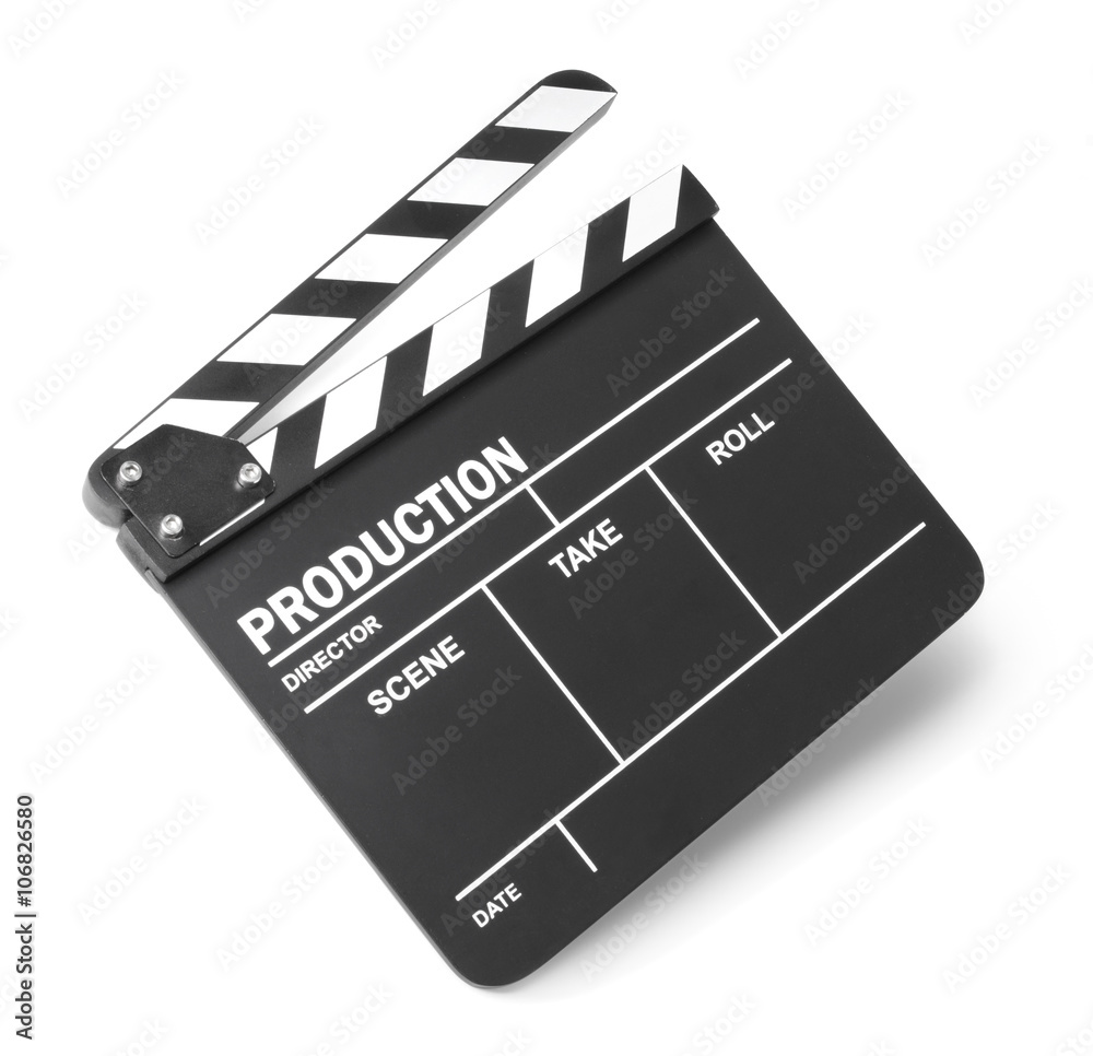 Movie clapper isolated on white background