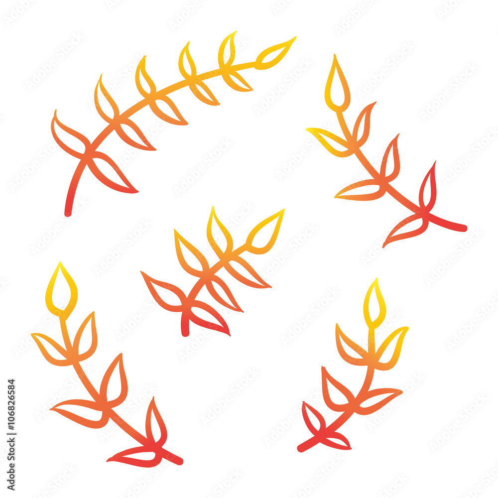 Branches vector hand drawn illustration. Icons on transparent ba Branches vector hand drawn illustration. Icons on transparent ba