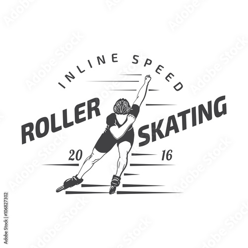 Vector of roller skating label, badge and design elements